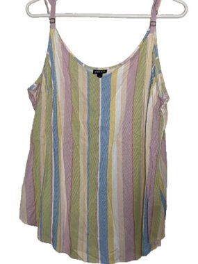 Torrid 2 2X Women's Plus Size Rainbow Striped Tank Top Cami Blouse V-neck
